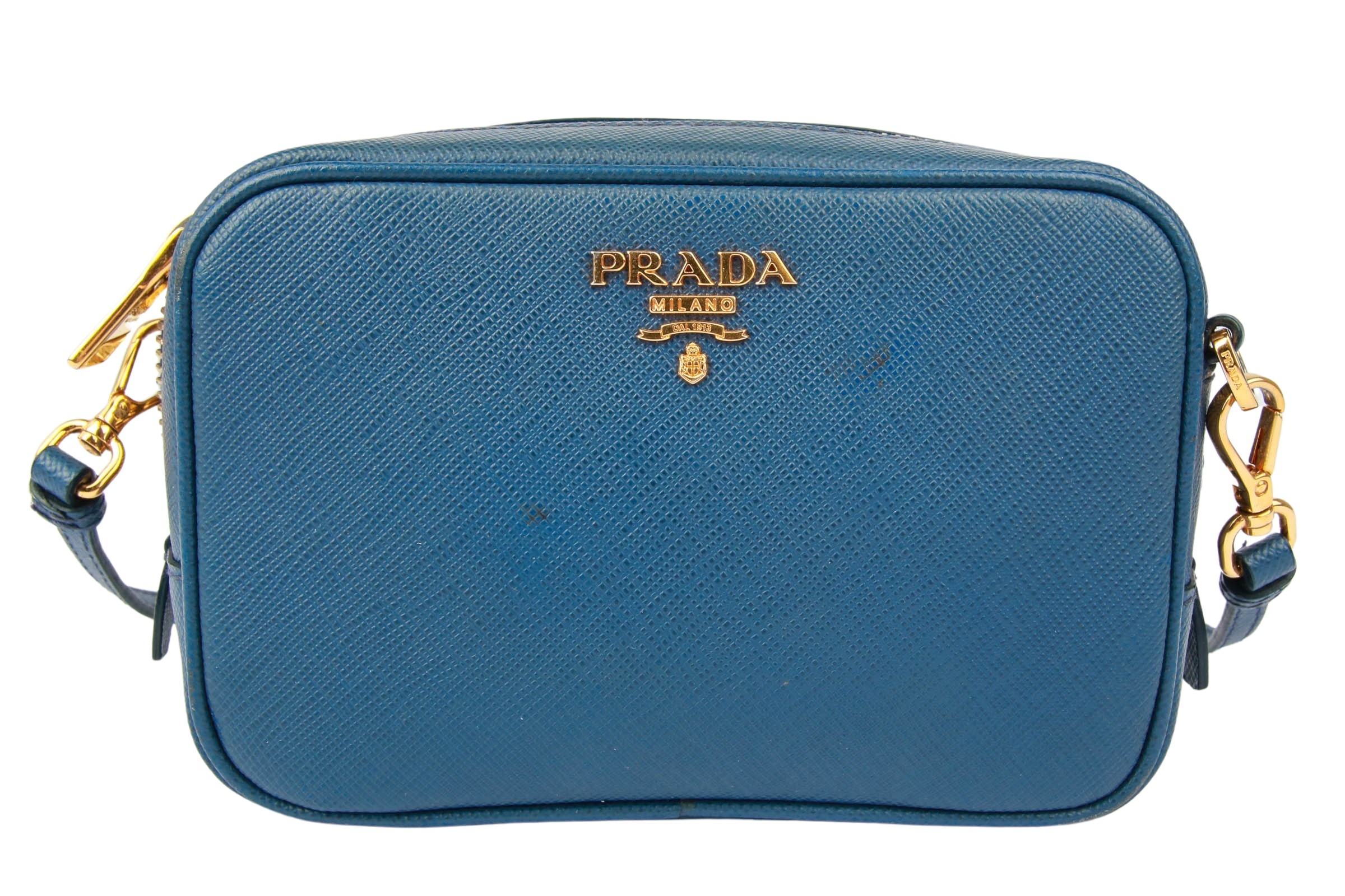 Prada Saffiano Mini Camera Bag Blau