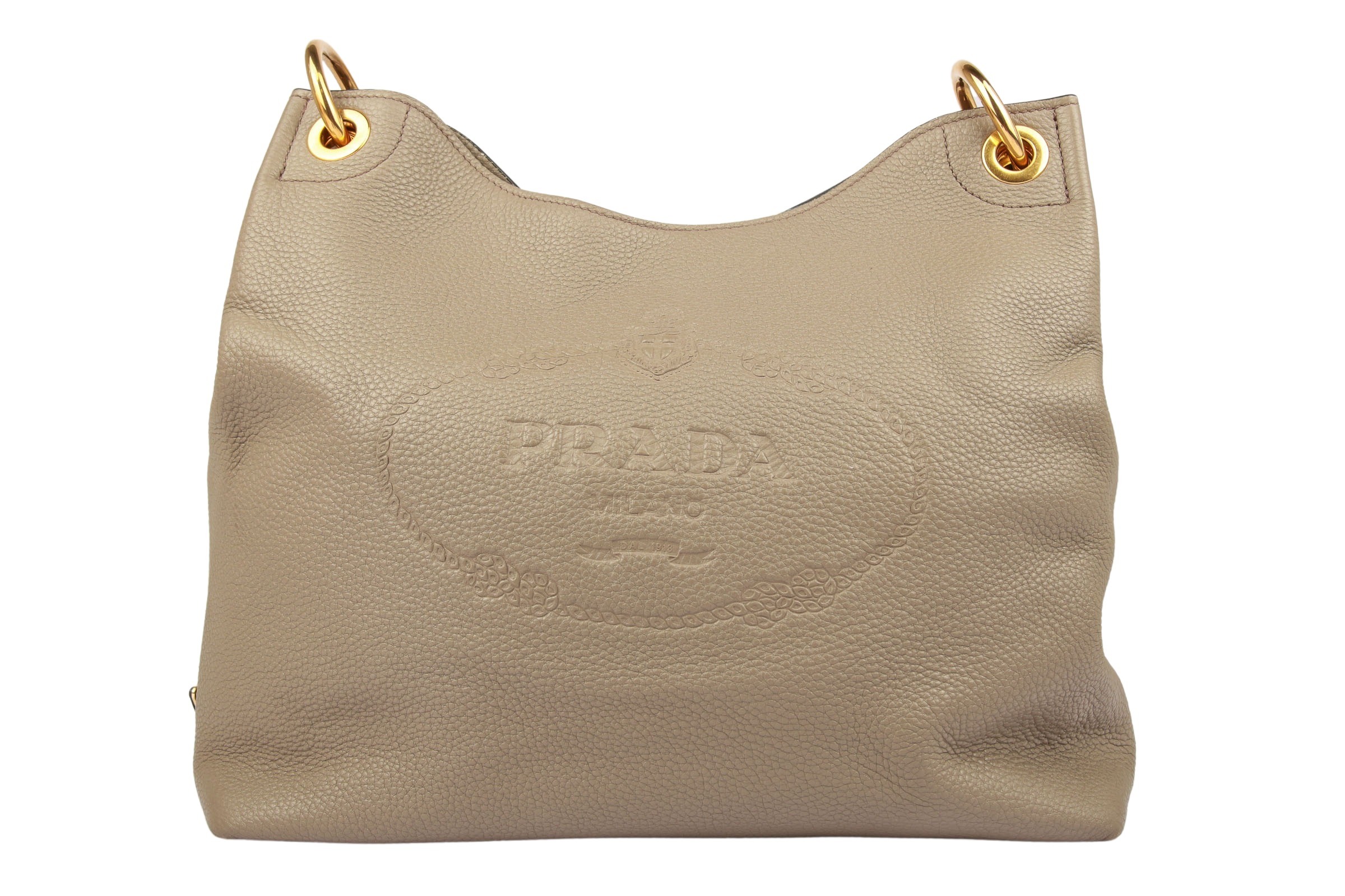 Prada Vitello Daino Hobo Bag Leder Grau