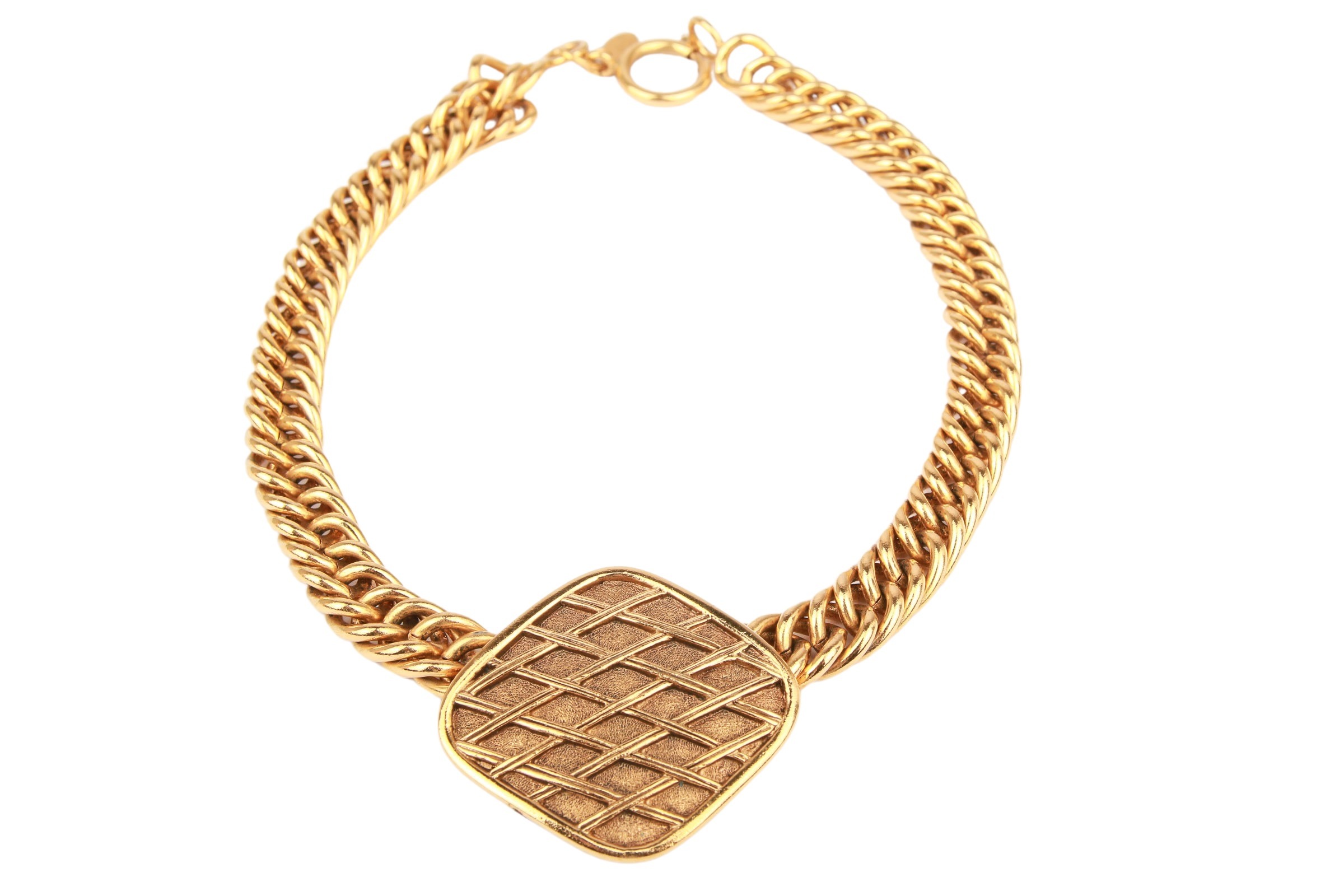 Chanel Collier Gold mit Rautenanhänger