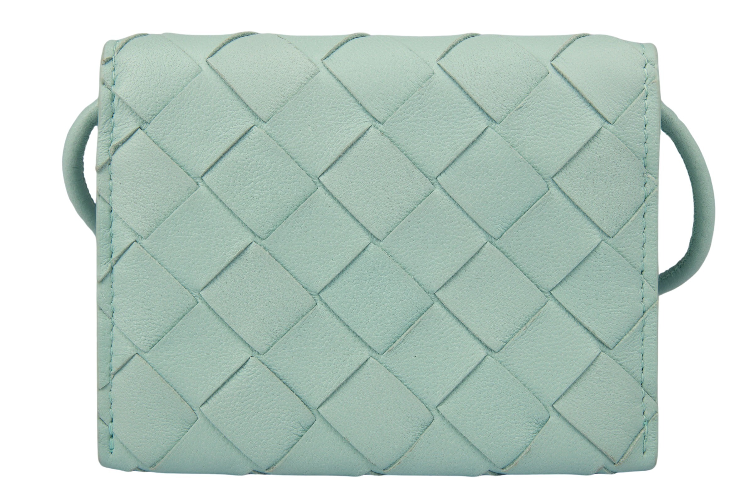 Bottega Veneta Card Case on Strap Light Blue