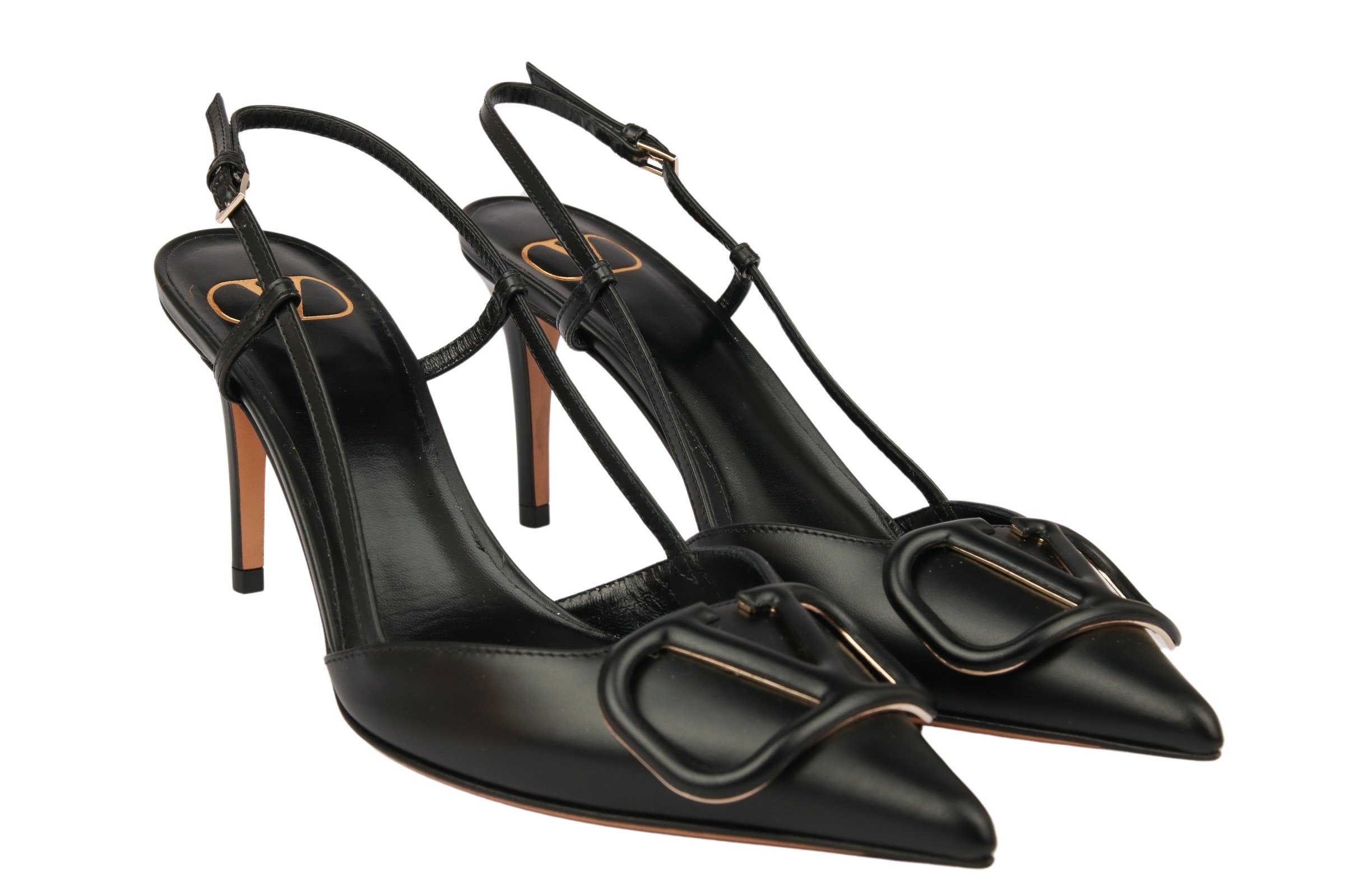 Valentino Garavani Slingback Pumps Vlogo Kalbsleder Schwarz Gr. 37.5