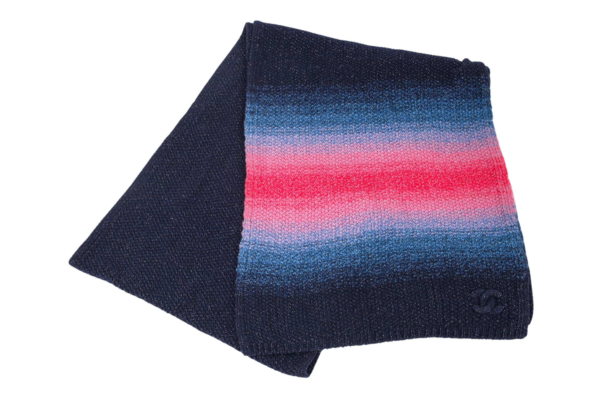 Chanel Schal Cashmere Ombré Blau Pink