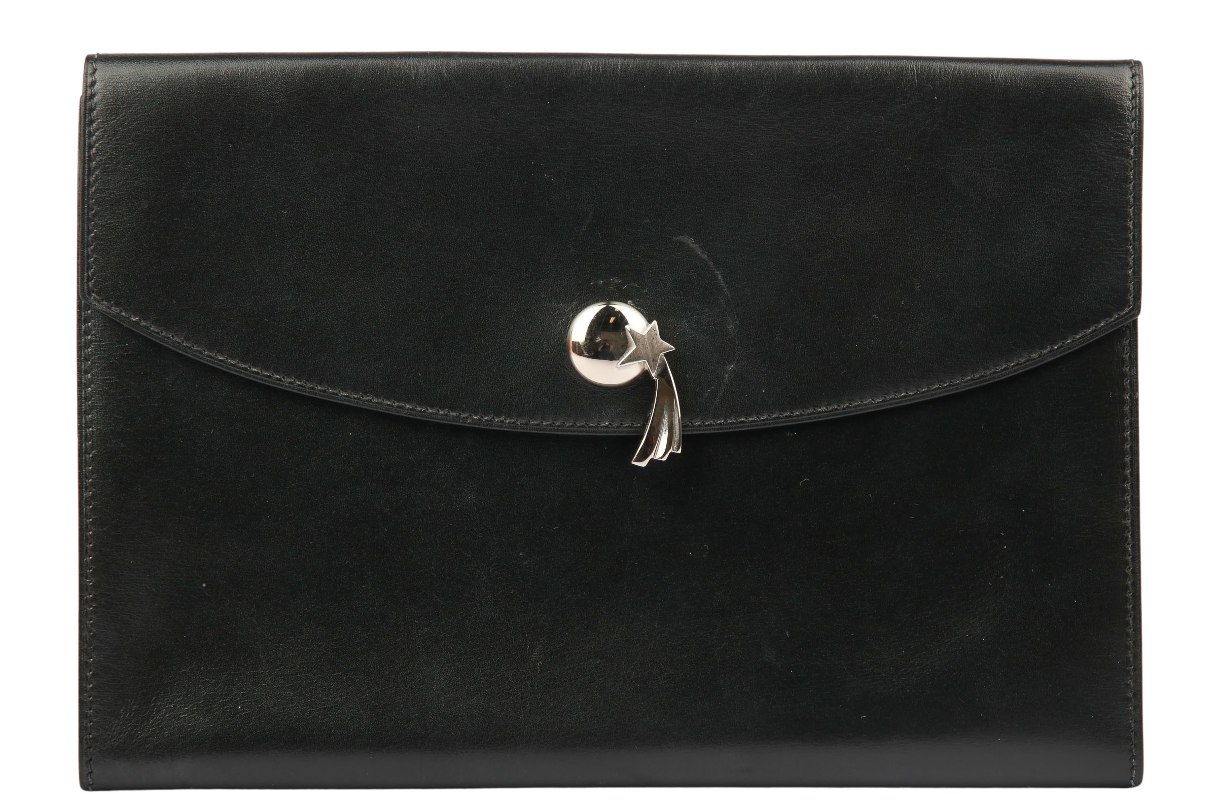 Hermès Comet Clutch Schwarz Leder