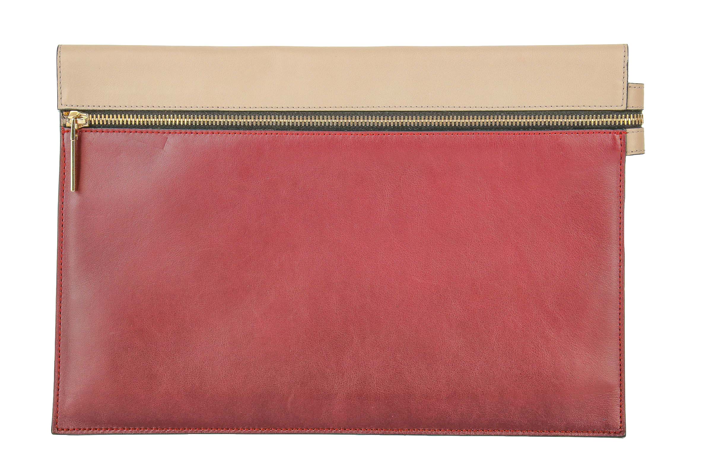 Victoria Beckham Clutch Taupe Bordeaux
