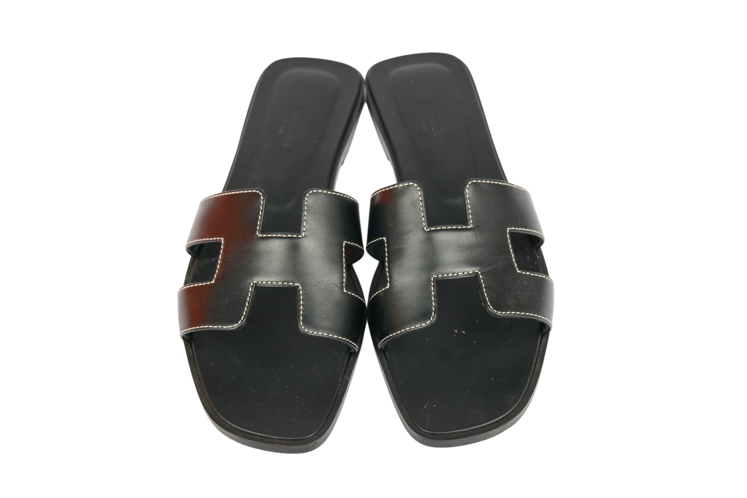 Hermès Oran Sandalen Schwarz Gr. 40