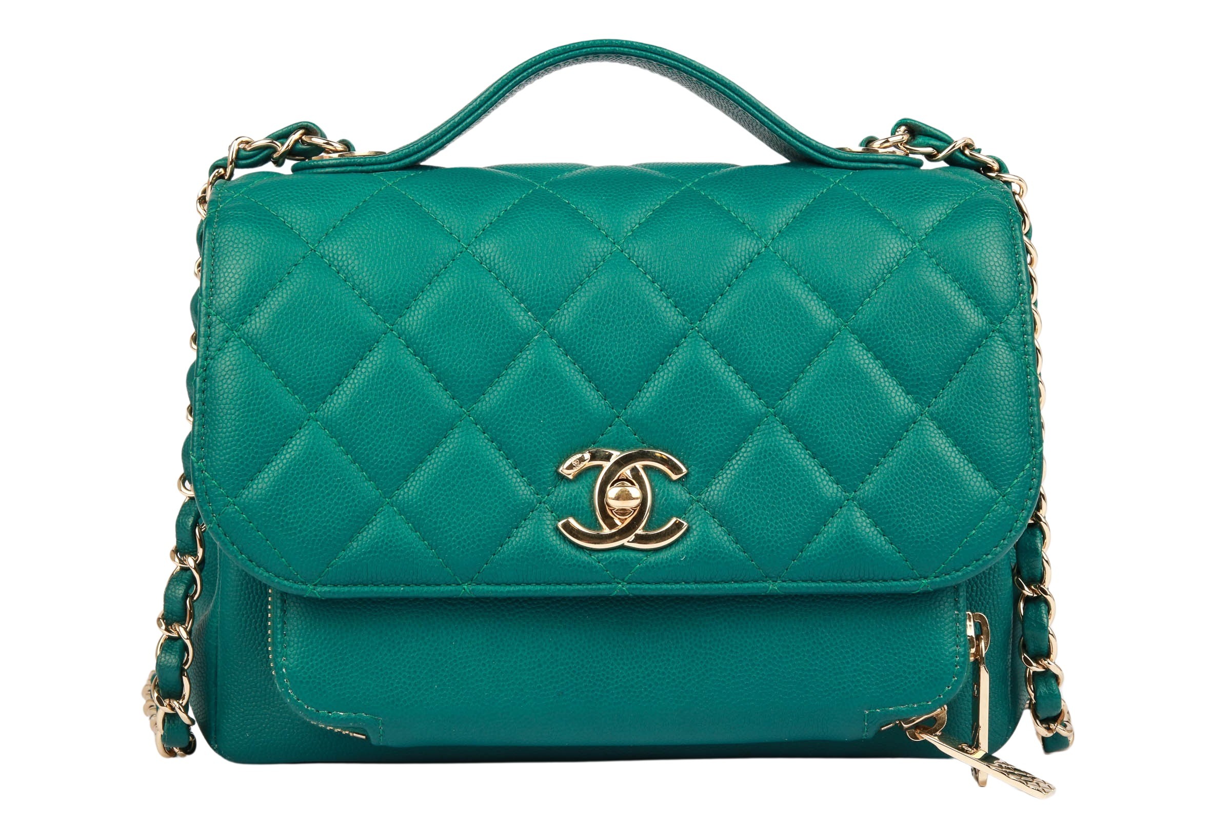 Chanel Business Affinity Small Kalbsleder Petrol