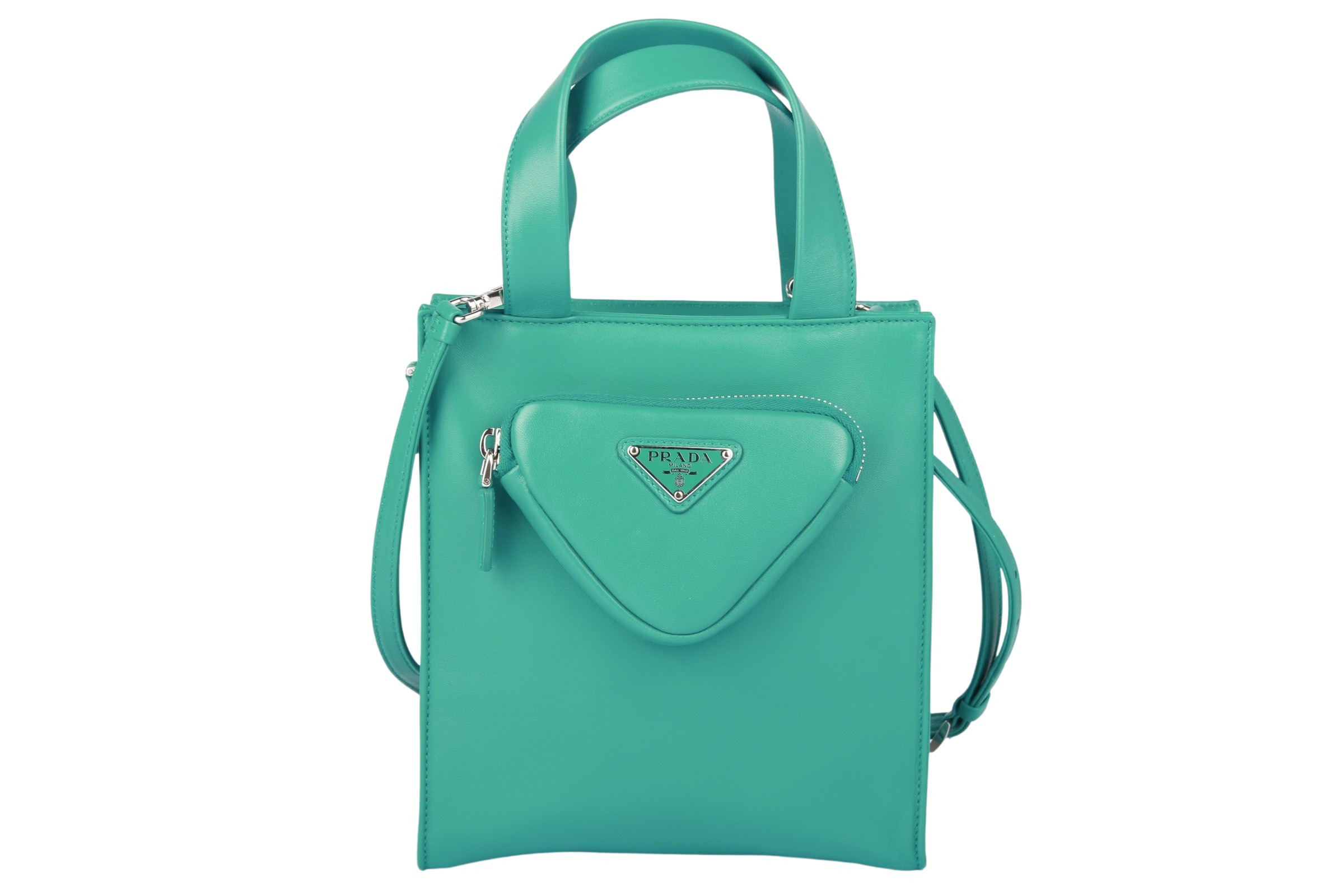 Prada Pavone Umhängetasche Nappaleder Türkis