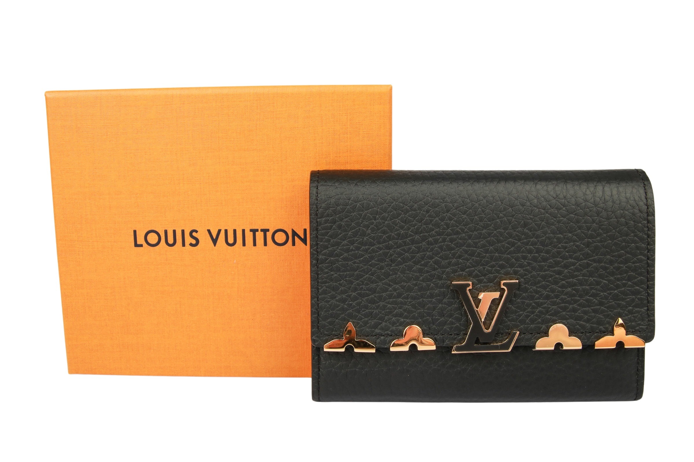 Louis Vuitton Compact Capucines Geldbörse Schwarz