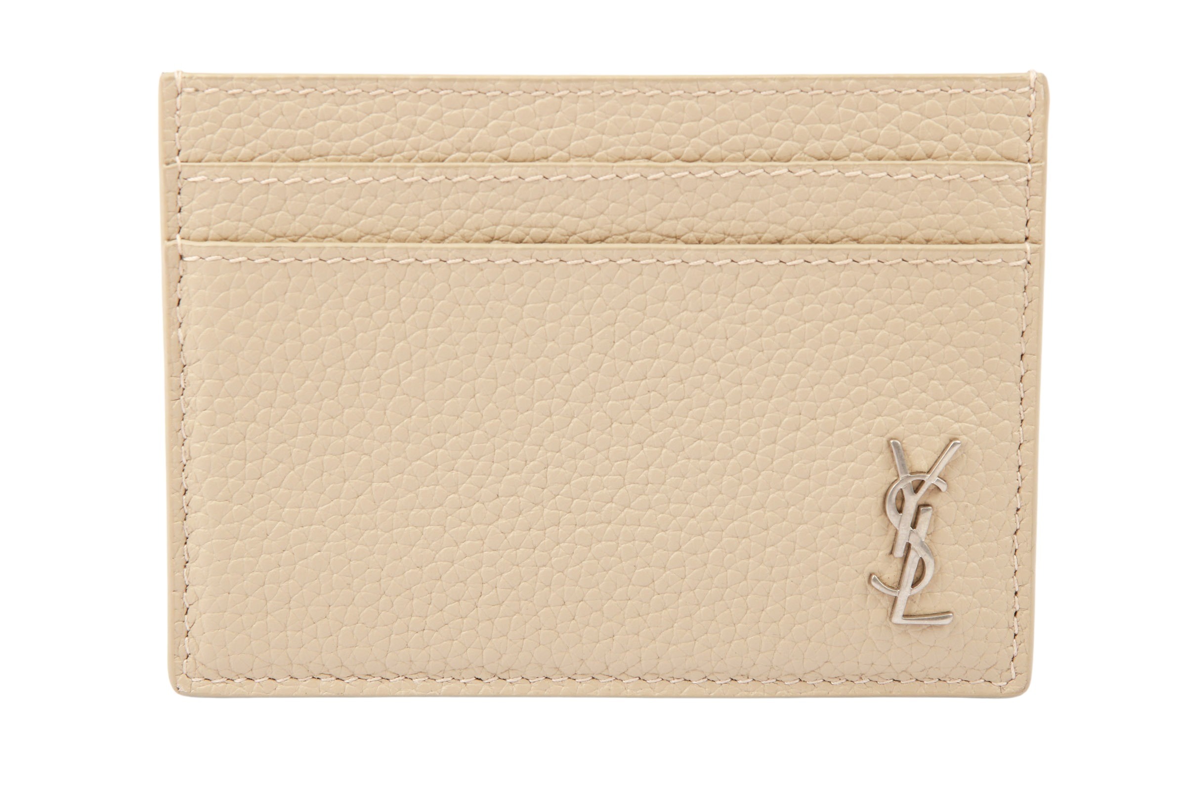 Saint Laurent Cassandre Cardholder Leder Beige