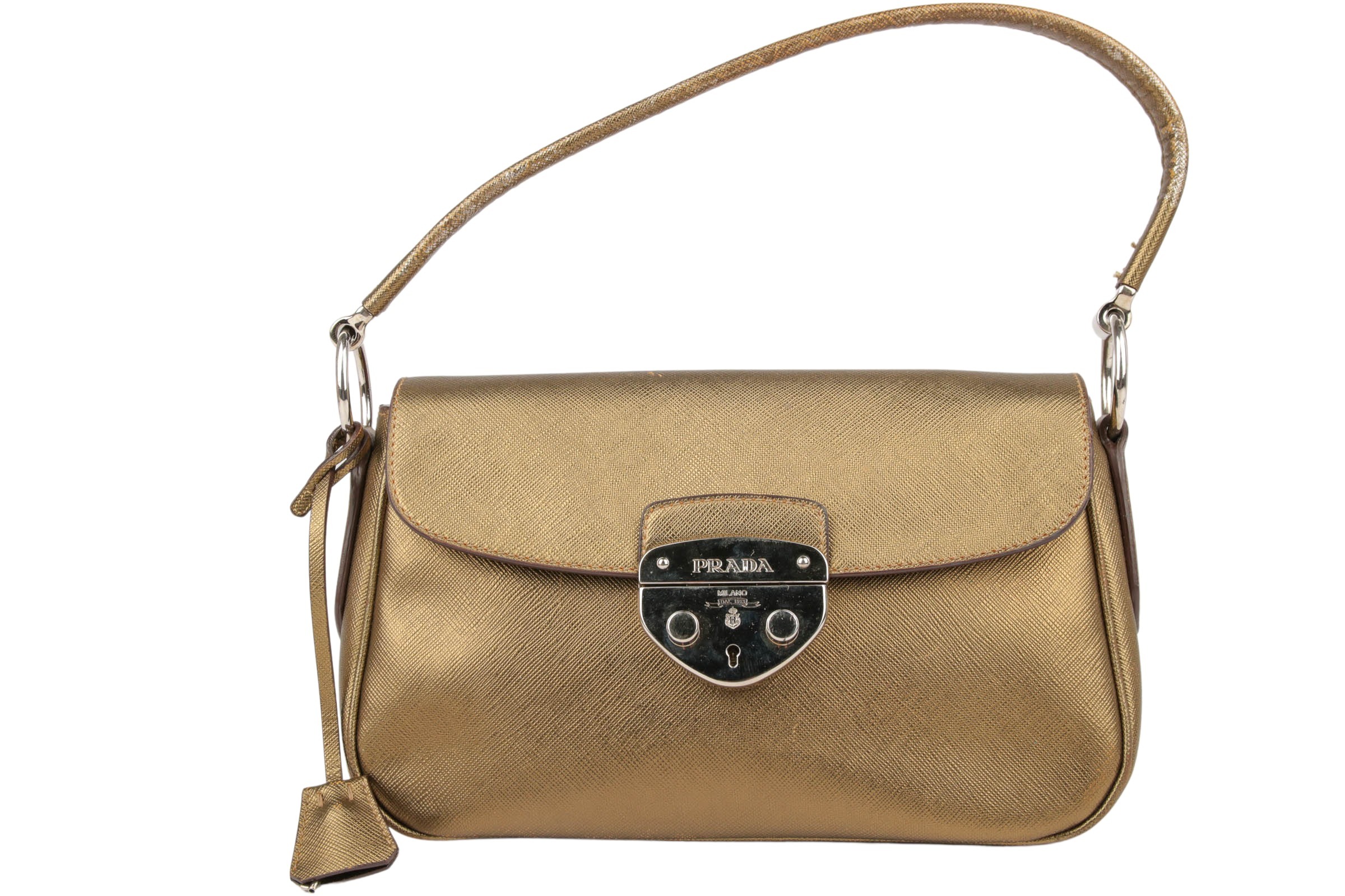 Prada Saffiano Schultertasche Gold