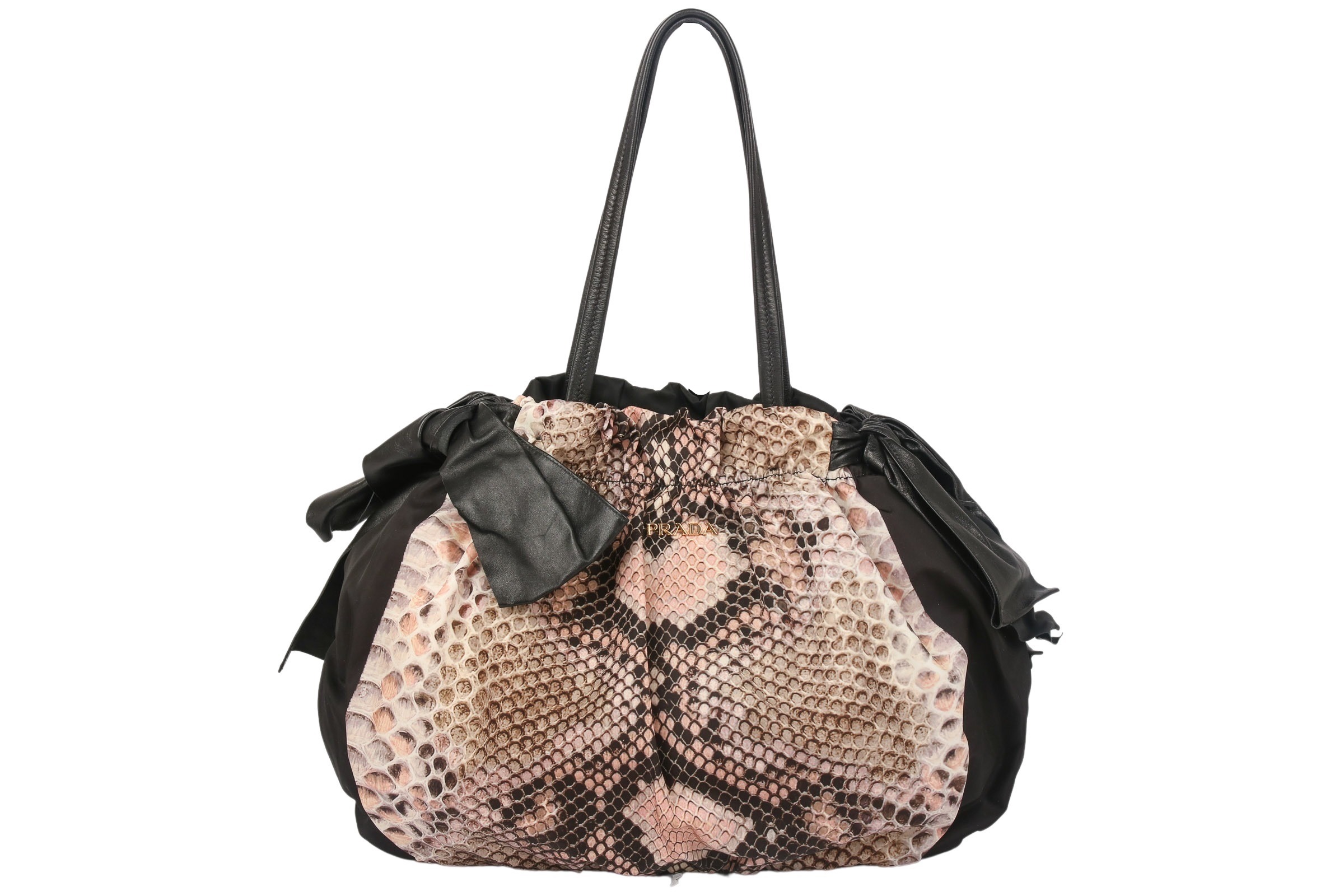 Prada Nylon Python Print Handtasche Large Schwarz