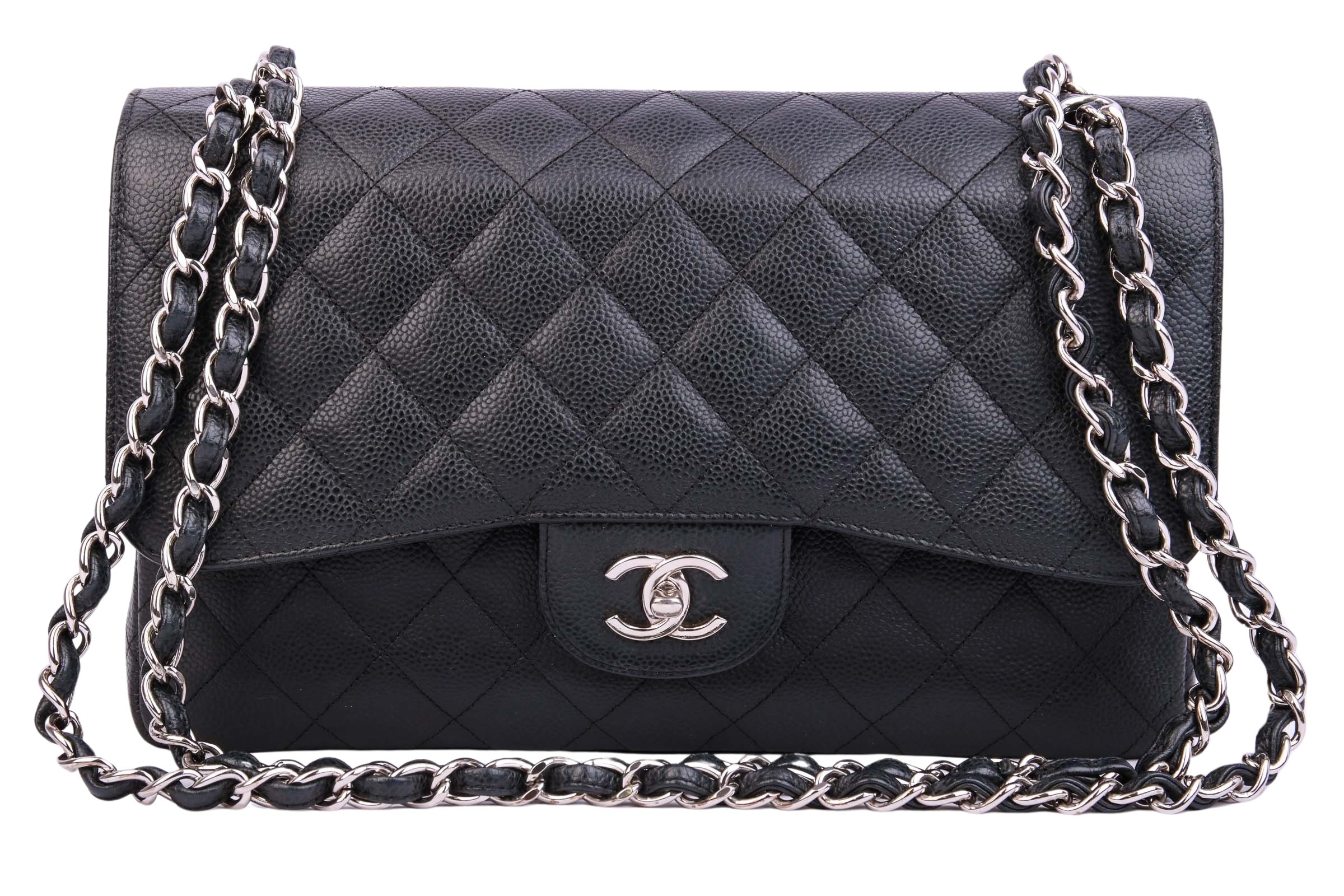 Chanel Timeless Double Flap Bag Jumbo Kaviarleder Schwarz