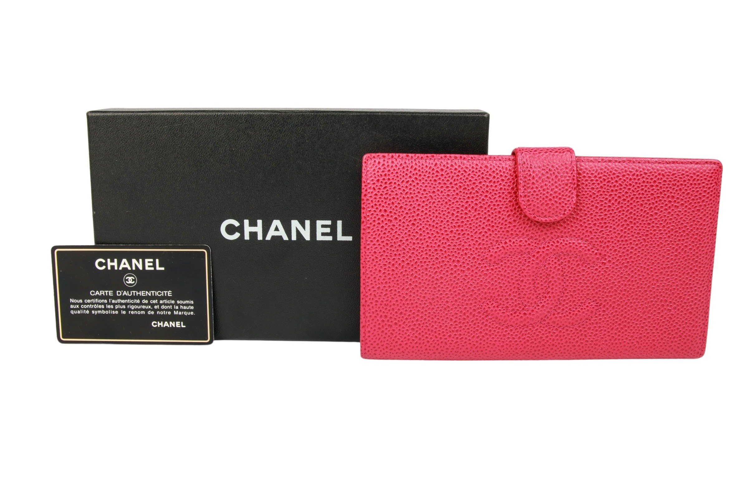 Chanel Coco Mark Zip Portemonnaie Pink Caviar Leder