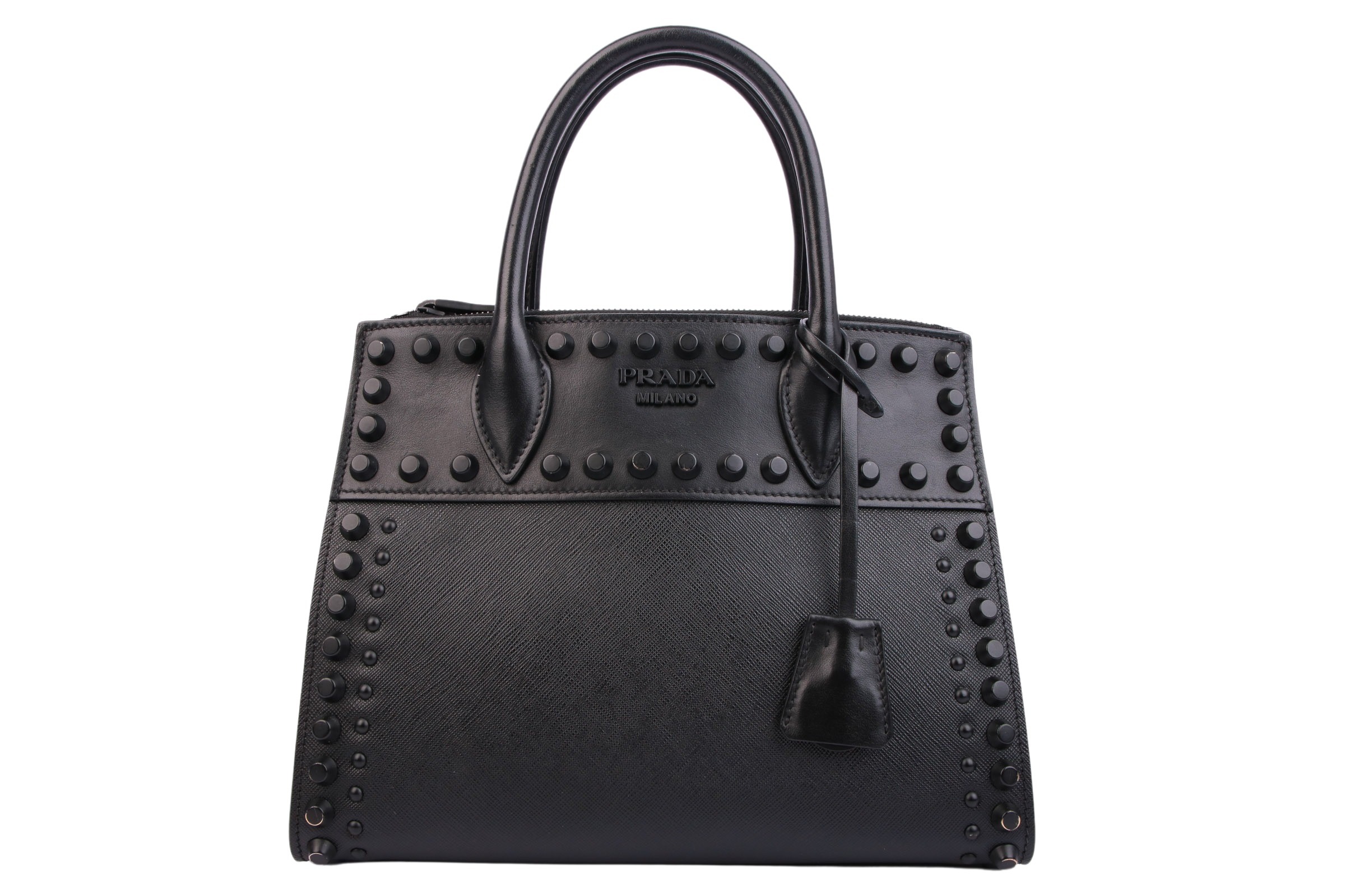 Prada Paradigme Saffiano Tasche Schwarz Nieten