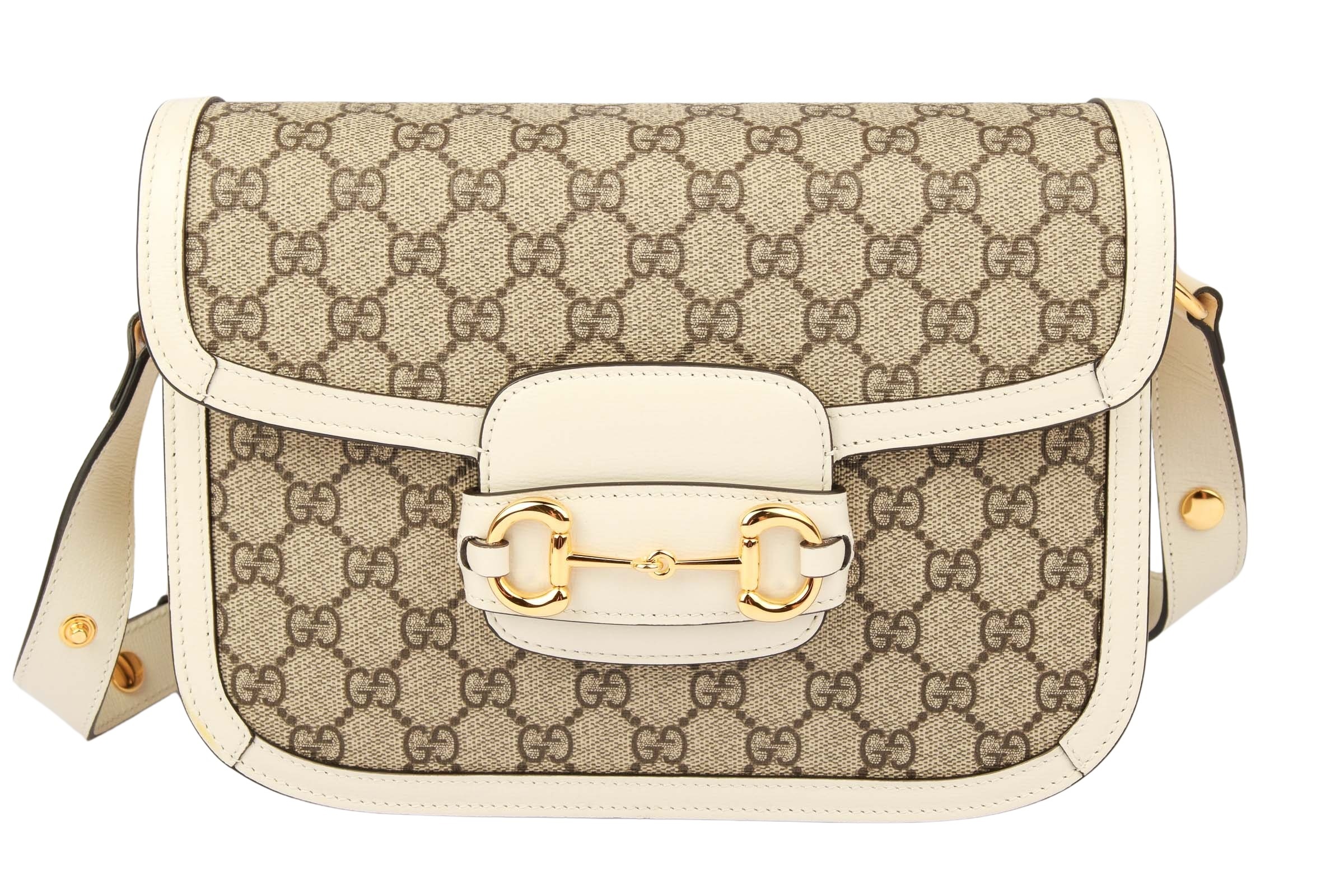 Gucci Horsebit 1955 Schultertasche Guccissima Canvas Creme