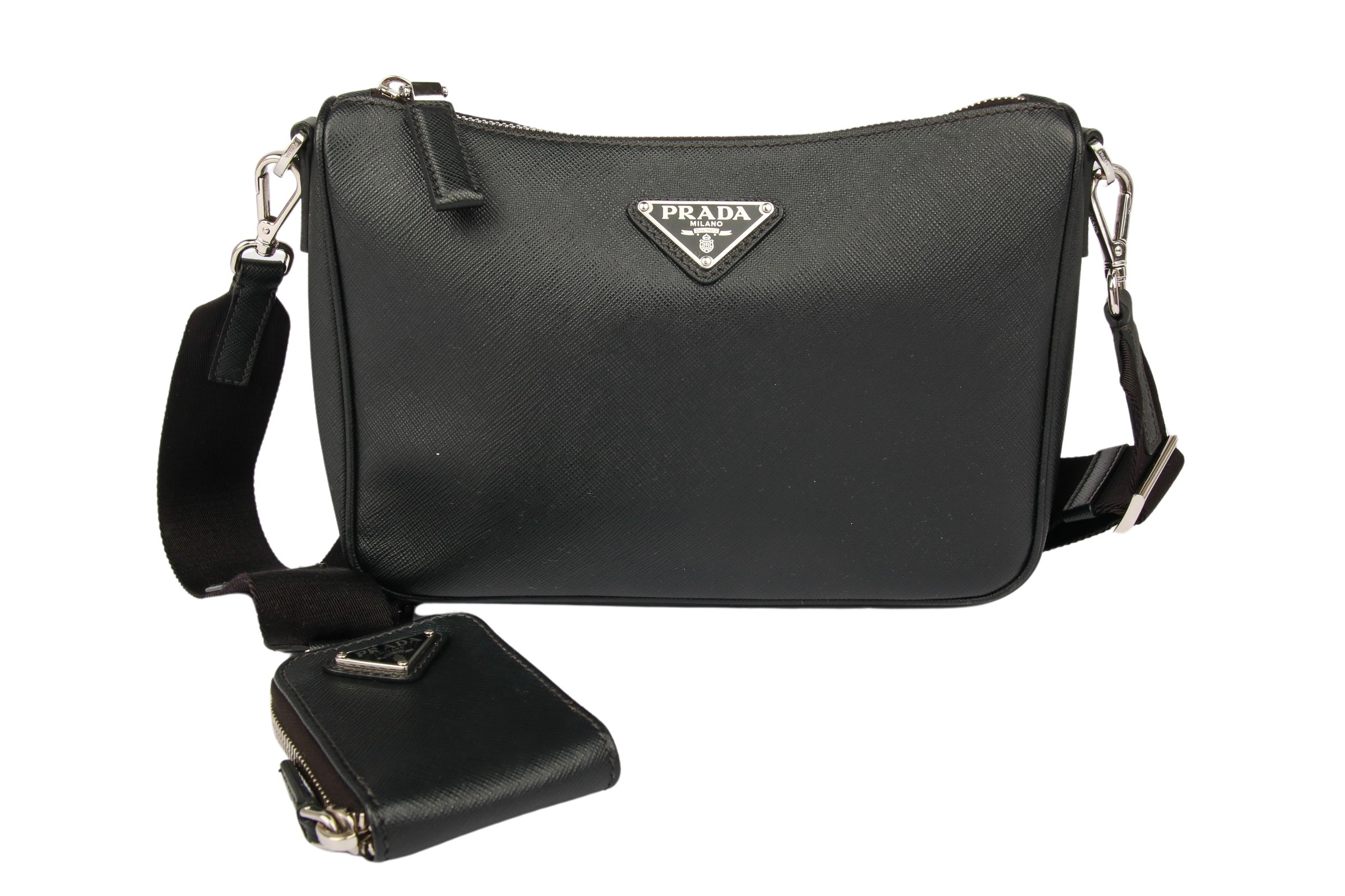 Prada Crossbody Bag Saffiano Leder Schwarz